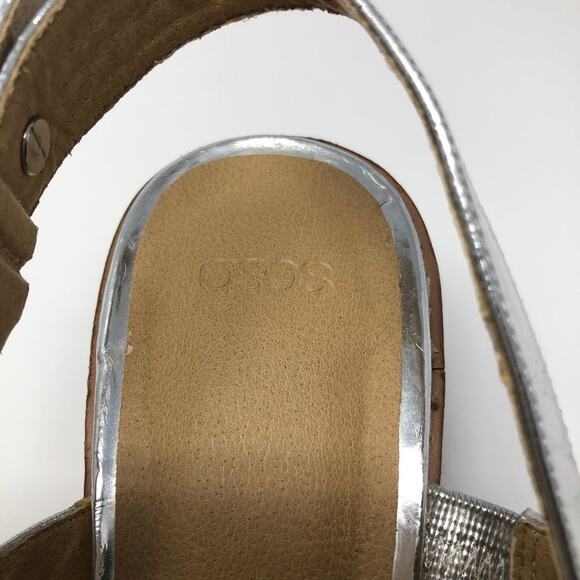 ASOS Silver Metallic Heel Sandals Block Heel Size 5 - Picture 2 of 10